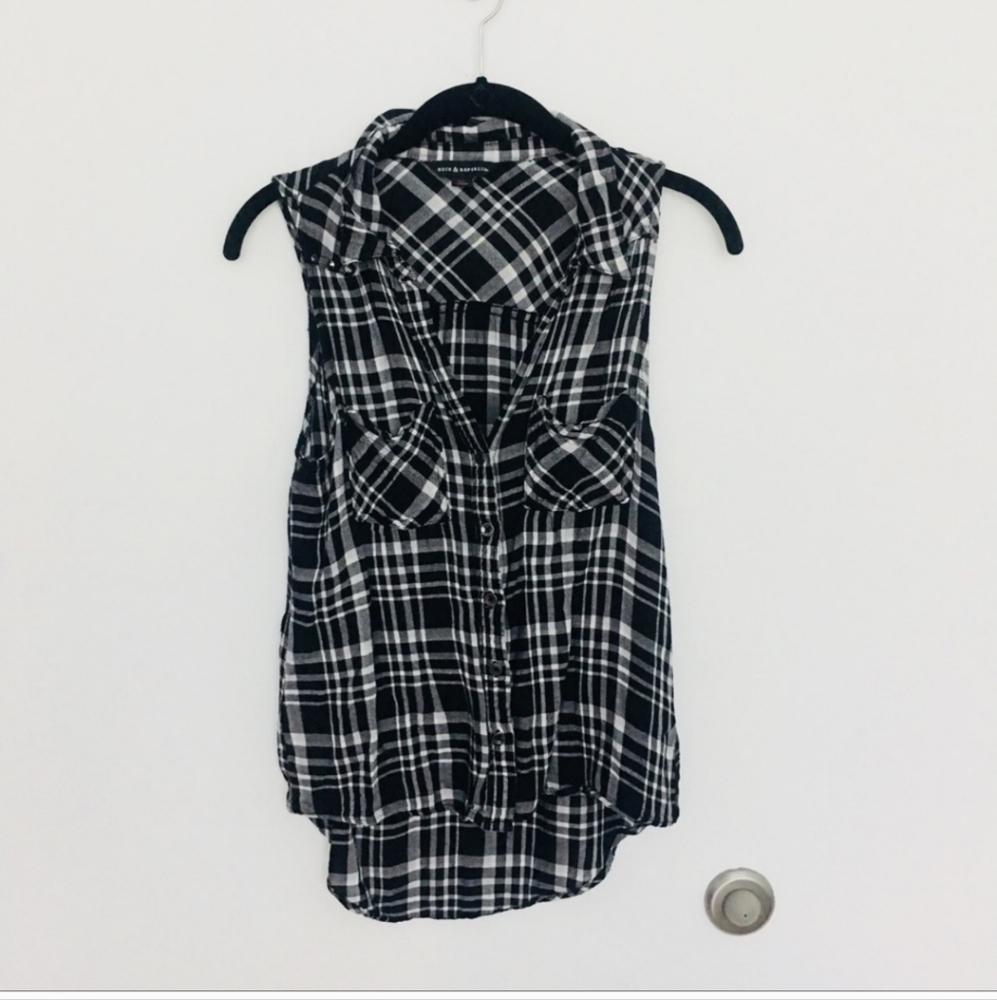 Rock & Republic sleeveless flannel shirt XS     ☆